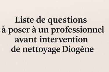 Liste de questions à poser à un professionnel avant intervention de nettoyage diogène