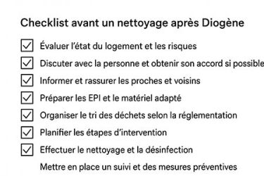 Checklist complète et détaillée avant un nettoyage après syndrome de Diogène